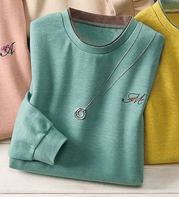 ルフラン（ルフラン）の「よりどり配色ロングプルオーバー（カットソー）」｜セージ