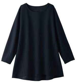 alotta（アロッタ）の「大人上品Ａラインシルエット裏起毛ブラウスチュニック（チュニック）」｜ネイビー