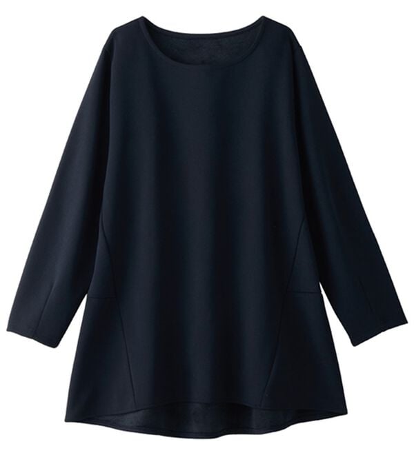 alotta（アロッタ）の「大人上品Ａラインシルエット裏起毛ブラウスチュニック（チュニック）」｜ネイビー