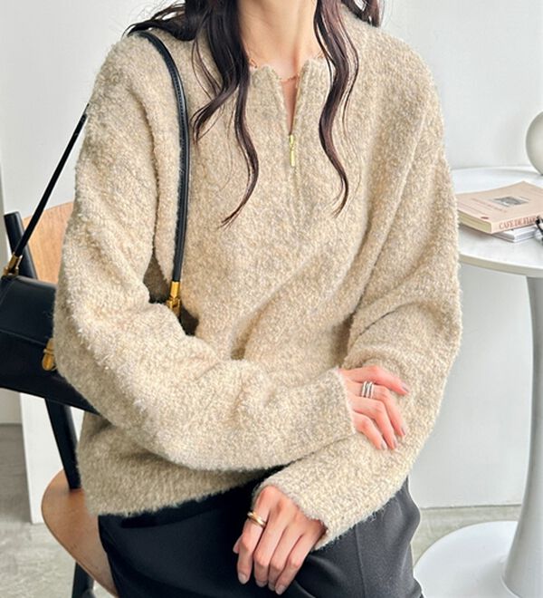 GeeRA（ジーラ）の「ハーフジップミックスニットプルオーバー（ニット・セーター）」｜詳細画像