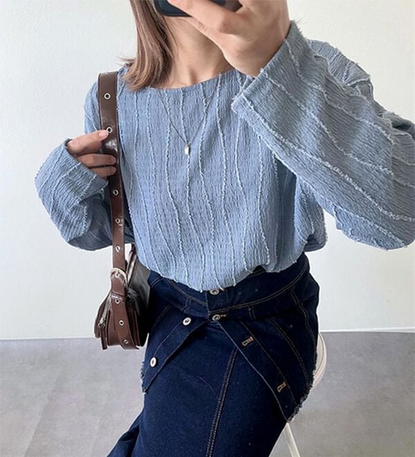 GeeRA（ジーラ）の「シャギージャカードボートネックカットソー（カットソー）」｜詳細画像