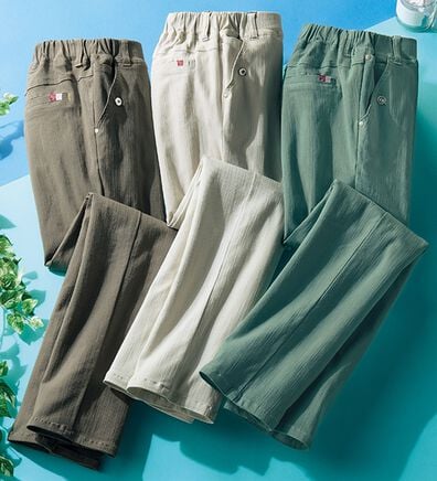 ルフラン（ルフラン）の「【３本組】毎日らくちん夏素材パンツ（フルレングスパンツ）」