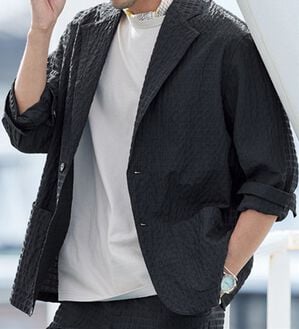 「ランダムサッカーサマージャケット（メンズジャケット）」｜ブラック