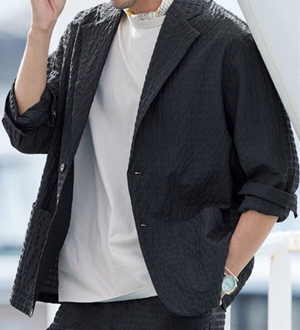 「ランダムサッカーサマージャケット（メンズジャケット）」｜ブラック