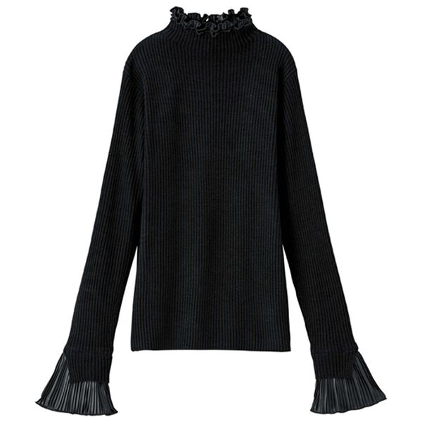 GeeRA（ジーラ）の「プリーツ付ハイネックリブニットトップス（ニット・セーター）」｜詳細画像