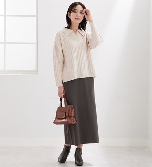 BELLUNA（ベルーナ）の「スキッパー衿編地変化ニットプルオーバー（ニット・セーター）」｜詳細画像