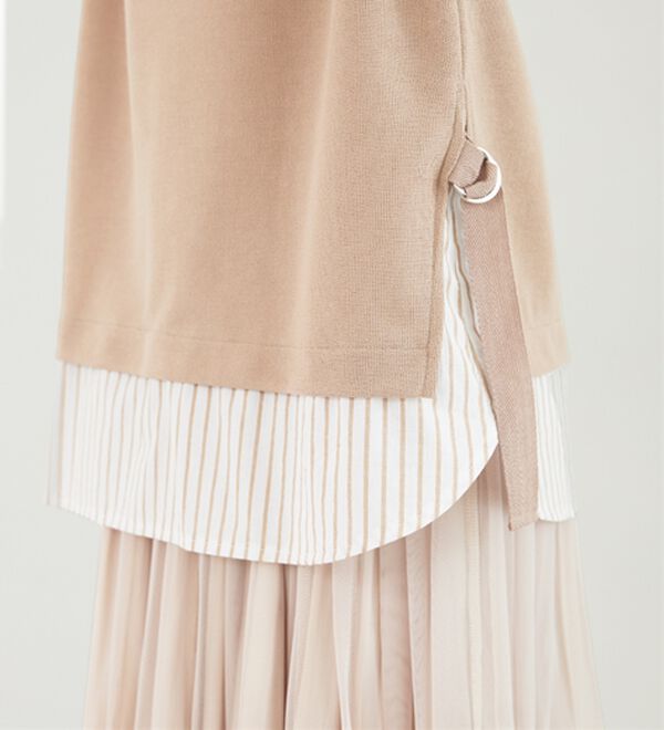 BELLUNA（ベルーナ）の「 ラメストライプシャツフェイクチュニック（チュニック）」｜詳細画像