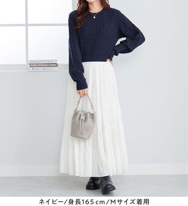 Viola e Viola（ヴィオラ エ ヴィオラ）の「【ビバリーヒルズポロクラブ】ケーブル柄ショートニット（ニット・セーター）」｜詳細画像