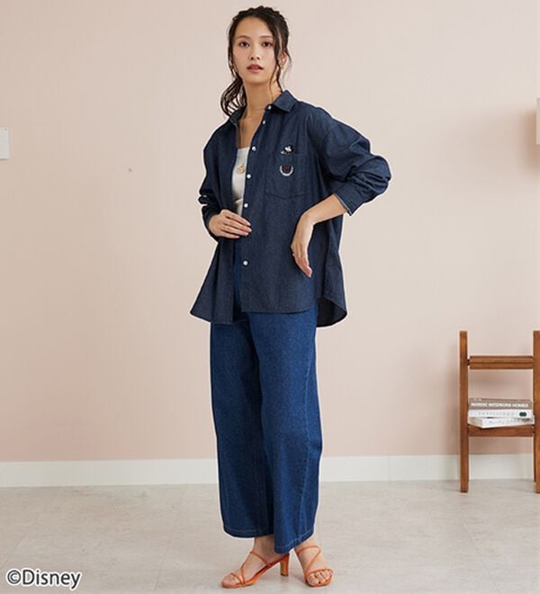 BELLUNA（ベルーナ）の「＜Ｄｉｓｎｅｙ＞刺しゅうデニムパンツ（ワイドパンツ・ガウチョ）」｜詳細画像