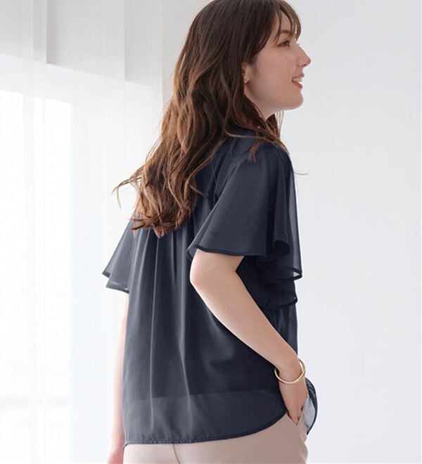 alotta（アロッタ）の「【接触冷感】インナー付ピンタックデザインブラウス【イエベ・ブルべ】（ブラウス）」｜詳細画像