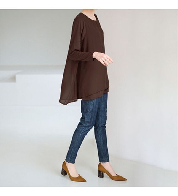 RANAN（ラナン）の「【裏微起毛】異素材切替チュニック（カットソー）」｜詳細画像