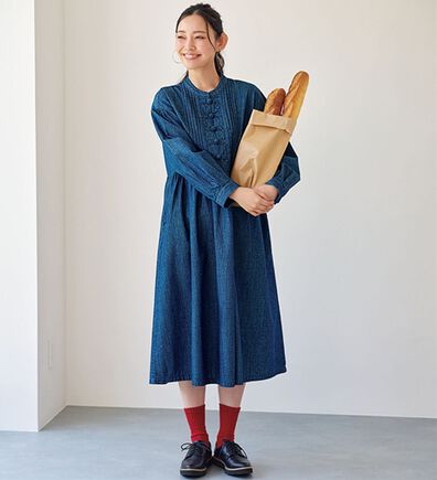 BELLUNA（ベルーナ）の「＜＆ｃｏｃｏｃｈｉ＞デニム素材チャイナボタンワンピース（シャツワンピース）」