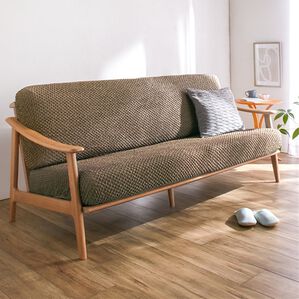 iellio（イエリオ）の「イタリア製ソファカバー（分割タイプ）＜１人掛・２人掛・３人掛・綿混・洗濯可能＞（ソファーカバー）」｜ライトブラウン