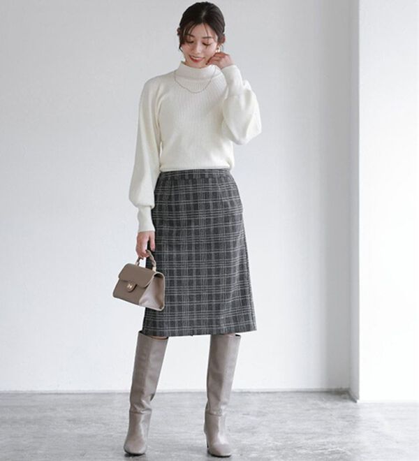 Pierrot（ピエロ）の「丈と柄が選べるカシミヤタッチＩラインスカート（ロングスカート）」｜詳細画像