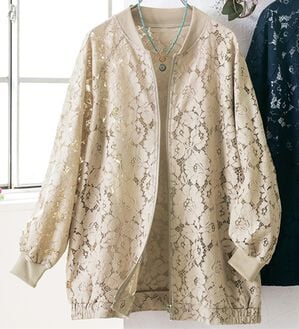 ルフラン（ルフラン）の「上品レースのエレガントブルゾン（ブルゾン）」｜ベージュ