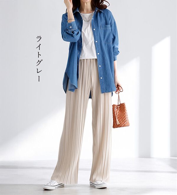 ルフラン（ルフラン）の「【３本組】レギンスより「ほっそり見せ」プリーツパンツ（フルレングスパンツ）」｜詳細画像