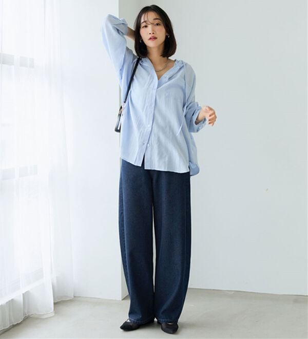 BELLUNA（ベルーナ）の「オシャレに見えるカーブデニムパンツ（ワイドパンツ・ガウチョ）」｜詳細画像