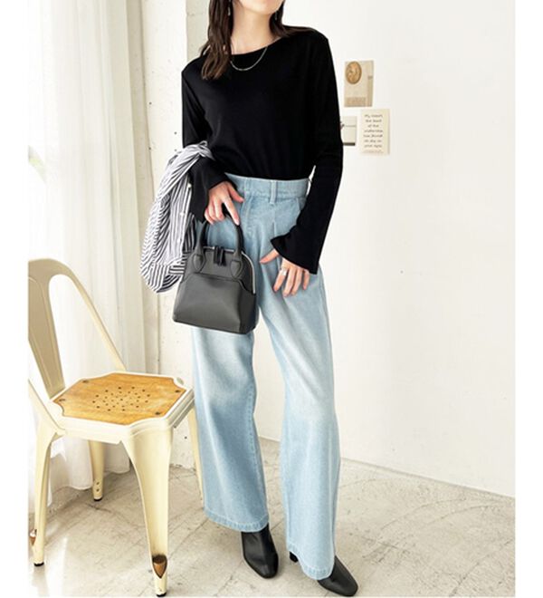 GeeRA（ジーラ）の「クルーネックフレアスリーブリブカットソー（カットソー）」｜詳細画像