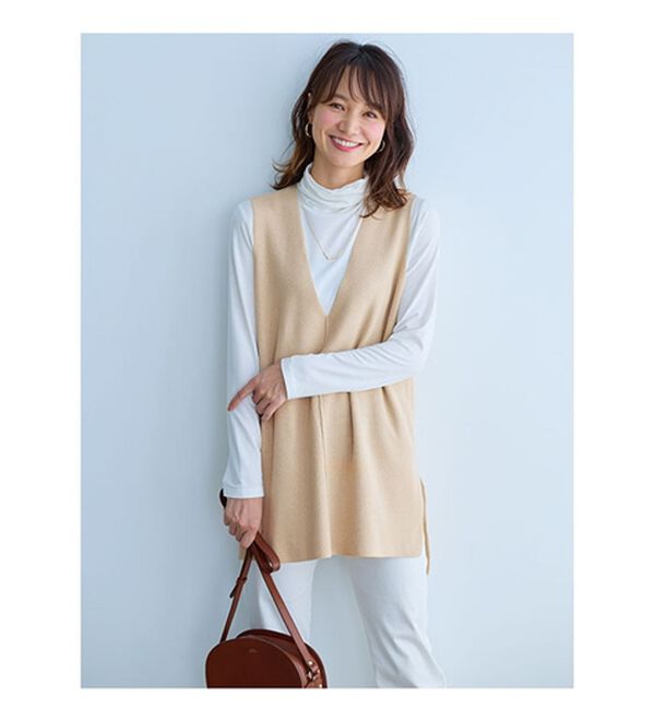 BELLUNA（ベルーナ）の「エコ素材シンプルロングニットベスト（ベスト）」｜詳細画像