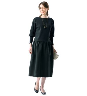 ルフラン（ルフラン）の「ほっそり見せのスカートセットアップ（セットアップ）」｜黒