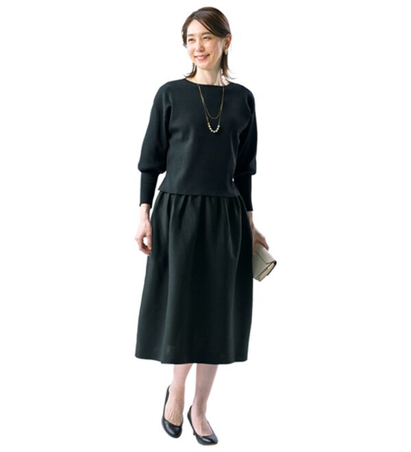 ルフラン（ルフラン）の「ほっそり見せのスカートセットアップ（セットアップ）」｜黒