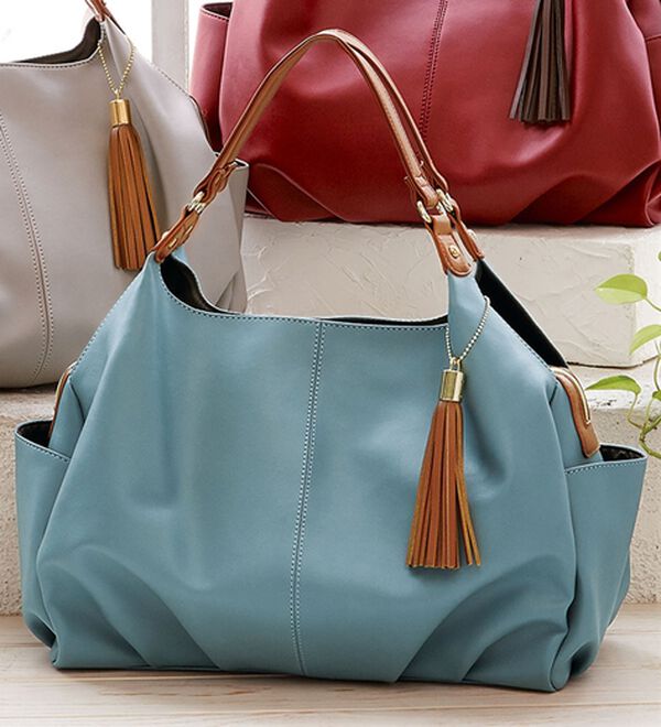 BELLUNA（ベルーナ）の「Ａ４対応１０ポケット大収納トート（トートバッグ）」｜ブルー