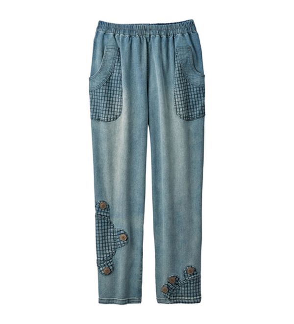 ルフラン（ルフラン）の「【２本組】ひまわりが咲く＊ゆるデニム（フルレングスパンツ）」｜詳細画像