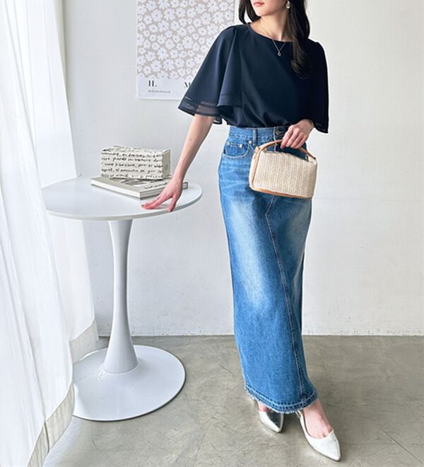 GeeRA（ジーラ）の「シアー切替フレアー袖Ｔブラウス（ブラウス）」｜詳細画像