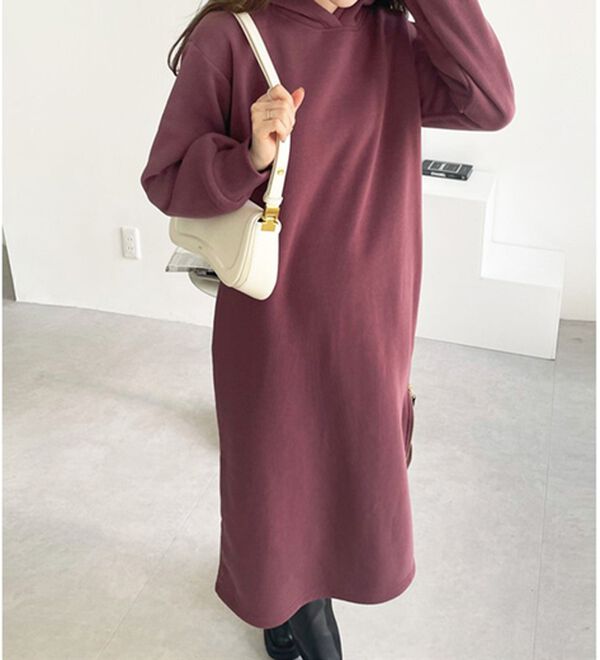 GeeRA（ジーラ）の「裏起毛裾ファスナーパーカーワンピース（カットソーワンピース）」｜詳細画像