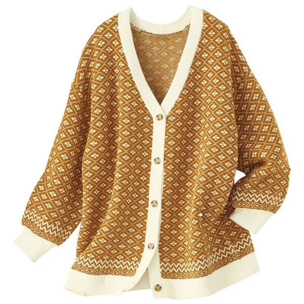 BELLUNA（ベルーナ）の「ビンテージ柄ジャカードニットカーディガン（ニットカーディガン）」｜詳細画像