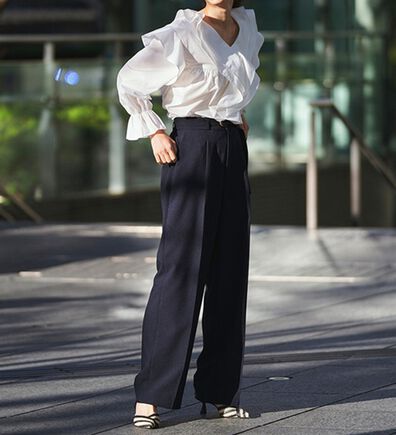 RANAN（ラナン）の「洗える！ベルト付ワイドパンツ（ワイドパンツ・ガウチョ）」