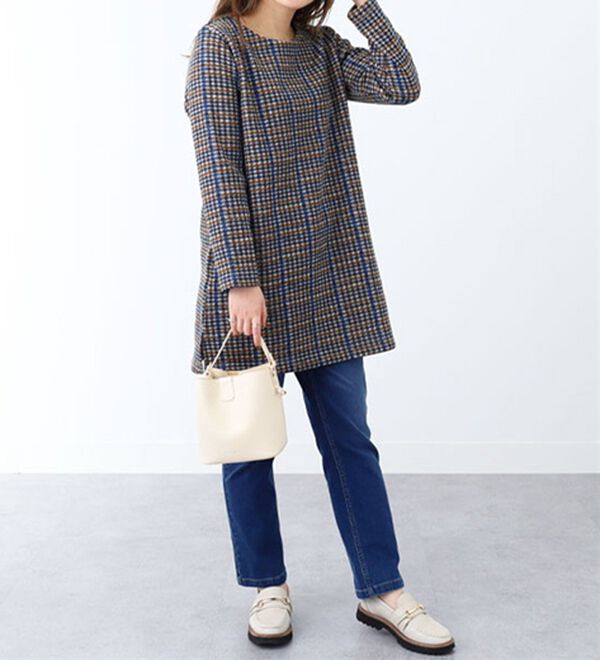 BELLUNA（ベルーナ）の「裏起毛素材チェック柄チュニック（チュニック）」｜詳細画像