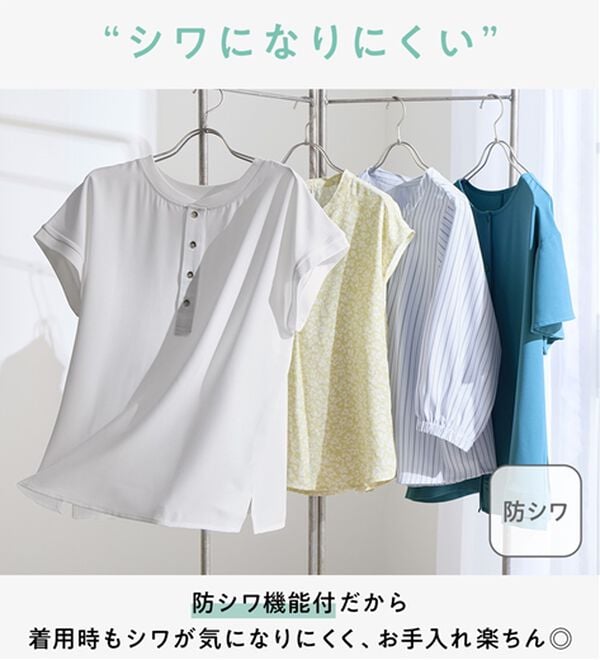 Viola e Viola（ヴィオラ エ ヴィオラ）の「さらさらＥＡＳＹ　前後２ＷＡＹヘンリーネックＴブラウス（ブラウス）」｜詳細画像