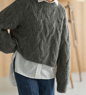 RANAN（ラナン）の「ビッグケーブル短丈ニット（ニット・セーター）」｜チャコール