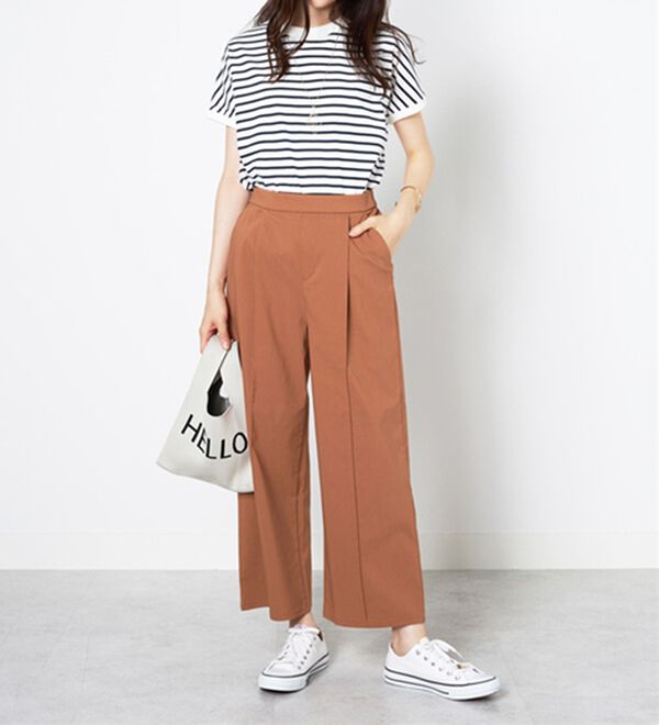 BELLUNA（ベルーナ）の「麻入りストレッチタックワイドパンツ（ワイドパンツ・ガウチョ）」｜詳細画像