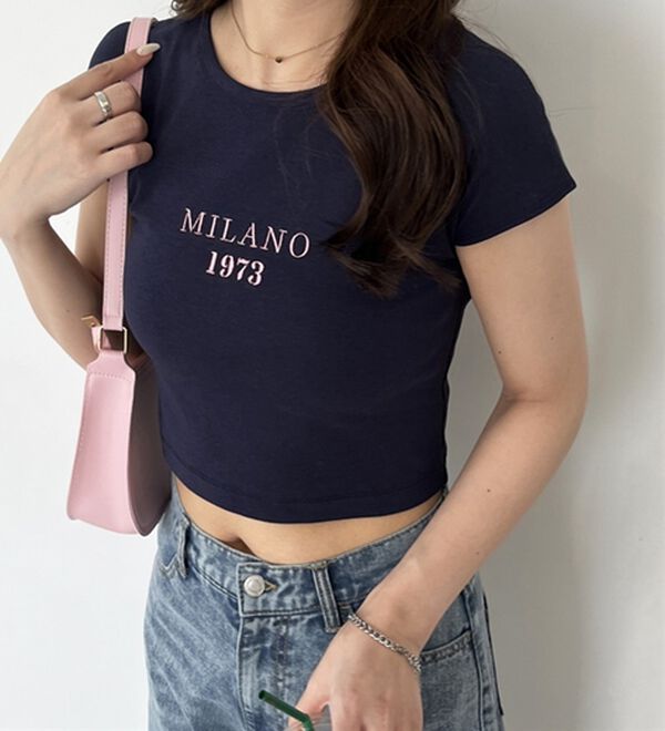 GeeRA（ジーラ）の「刺しゅうロゴコンパクトＴシャツ（カットソー）」｜詳細画像