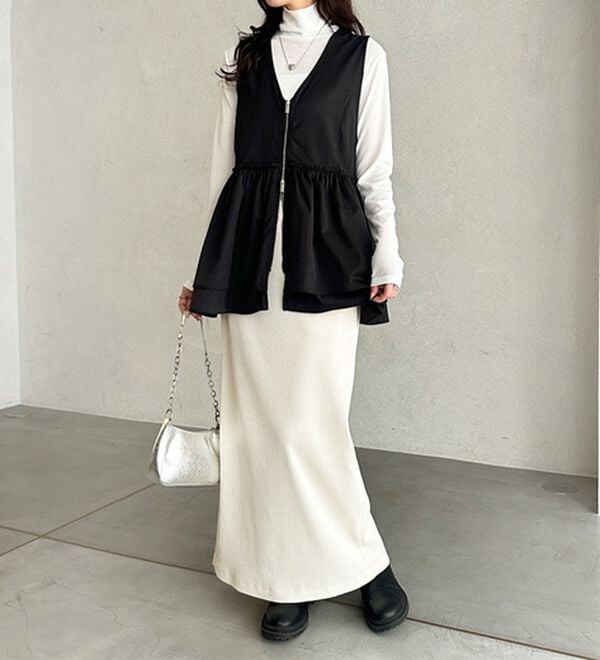 GeeRA（ジーラ）の「【着回し力◎】楽ちんすっきり見え！リブロングスカート（ロングスカート）」｜詳細画像