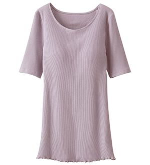 「＜ＨｕｇＲｅａｍコットン＞吸湿発熱綿混リブカップ付（半袖）（肌着・インナーウェア）」｜ラベンダー