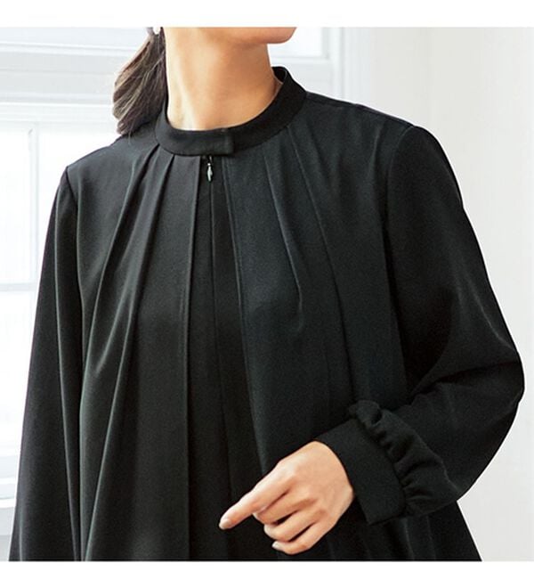 BELLUNA（ベルーナ）の「日本製素材！重ね着風ワンピース（ブラックフォーマル（喪服・礼服））」｜詳細画像
