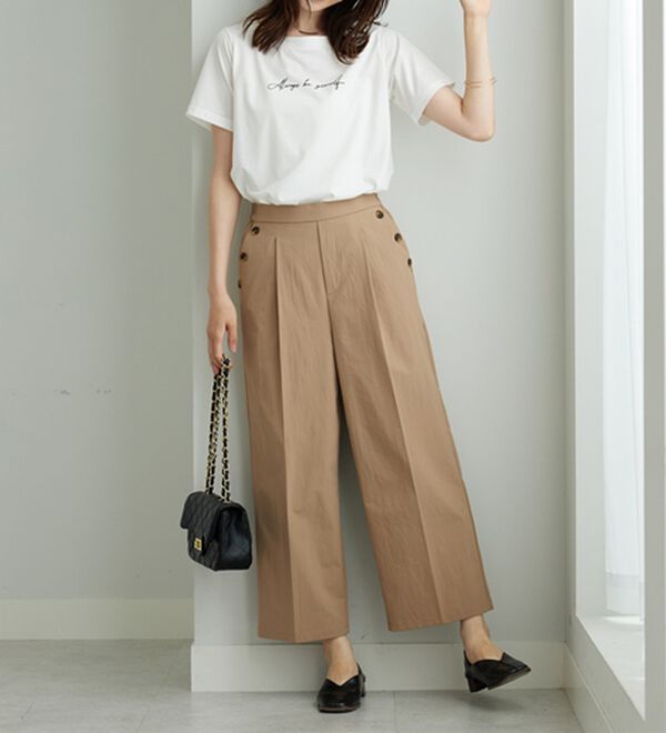 BELLUNA（ベルーナ）の「【ヨコストレッチ・紫外線カット・選べる2丈】サラもちライト快適ワイドパンツ（ワイドパンツ・ガウチョ）」｜詳細画像