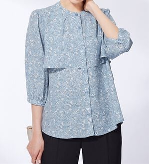 BELLUNA（ベルーナ）の「ケープ風デザインブラウス（ブラウス）」｜ブルー系