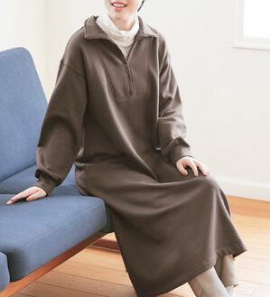 Viola e Viola（ヴィオラ エ ヴィオラ）の「裏起毛ハーフジップゆるワンピース（カットソーワンピース）」｜詳細画像