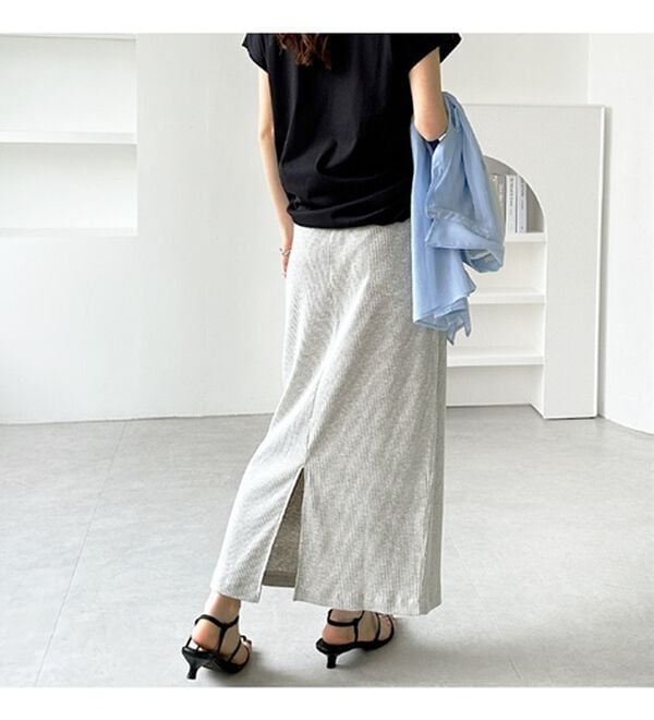 GeeRA（ジーラ）の「【着回し力◎】楽ちんすっきり見え！リブロングスカート（ロングスカート）」｜詳細画像