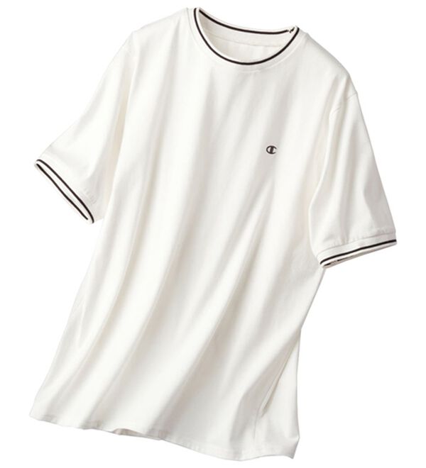 BELLUNA（ベルーナ）の「【ｃｈａｍｐｉｏｎ】配色ラインＴシャツ【UNDOVE】（Tシャツ）」｜ホワイト