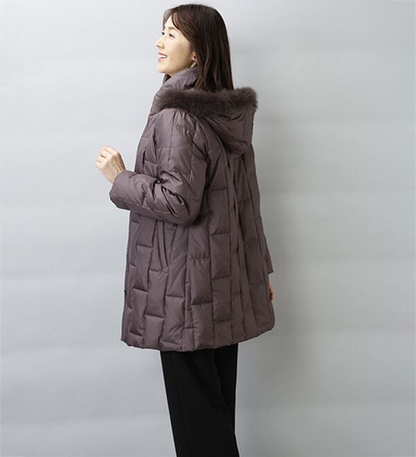 ルフラン（ルフラン）の「ランダムキルトデザインシルク１００％ダウン（ハーフコート）」｜詳細画像