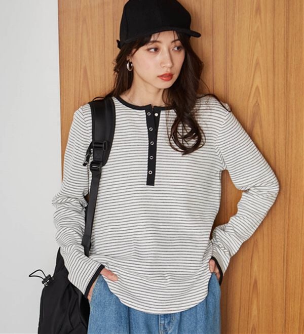 RANAN（ラナン）の「ヘンリーネックワッフルロンＴ（カットソー）」｜詳細画像