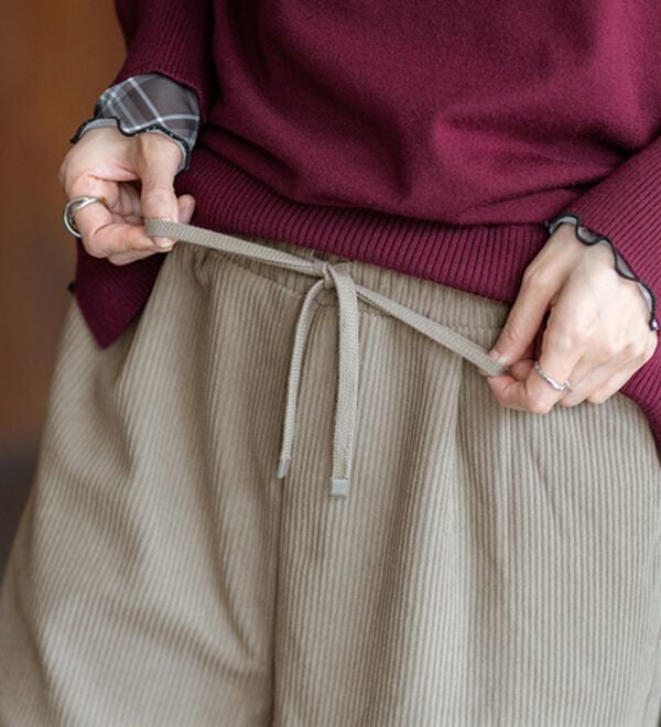 BELLUNA（ベルーナ）の「なめらかコーデュロイワイドパンツ（ワイドパンツ・ガウチョ）」｜詳細画像