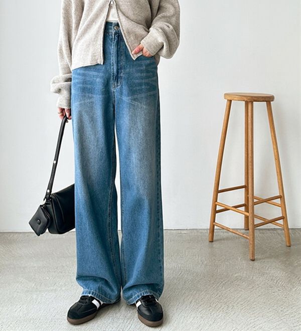 GeeRA（ジーラ）の「ハイウエストストレートデニム（ワイドパンツ・ガウチョ）」｜詳細画像