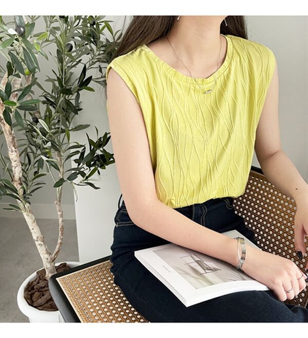 GeeRA（ジーラ）の「カットジャガードフレンチスリーブＴシャツ（カットソー）」｜詳細画像