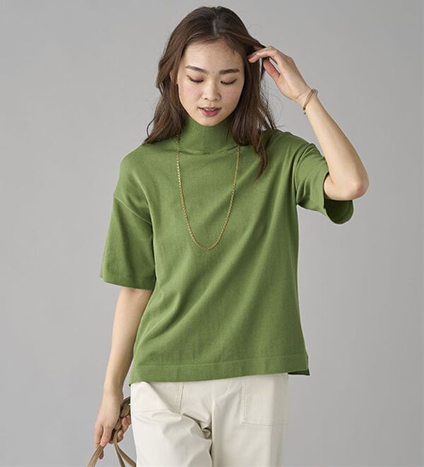 BELLUNA（ベルーナ）の「Ｔシャツが苦手な方に！ひんやり綿混ニットＴ【選べるデザイン】（ニット・セーター）」｜詳細画像